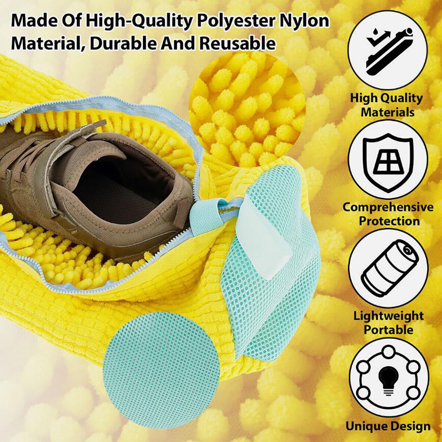 2 Piezas Bolsa Zapatos Lavadora,Bolsa para Lavar Zapatillas En Lavadora,Bolsa De Lavandería Secadora Proteger con Cremallera,Reutilizable,39 * 19 * 19Cm