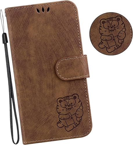 Miniatura 3 de Xishuicl Designed for Redmi k40 Phone Case Wallet,PU Leather Flip Folio Cover with Credit Card Holders Little Cute Tiger Embossed Kickstand Wrist