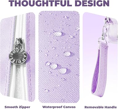 Four Candies Pencil Case 3 Compartment, Large Pencil Case with Removable Handle & Zipper, Cute Stationery Organizer for Markers, Makeup Bag, Cute Pencil Bag for Office College, Puple