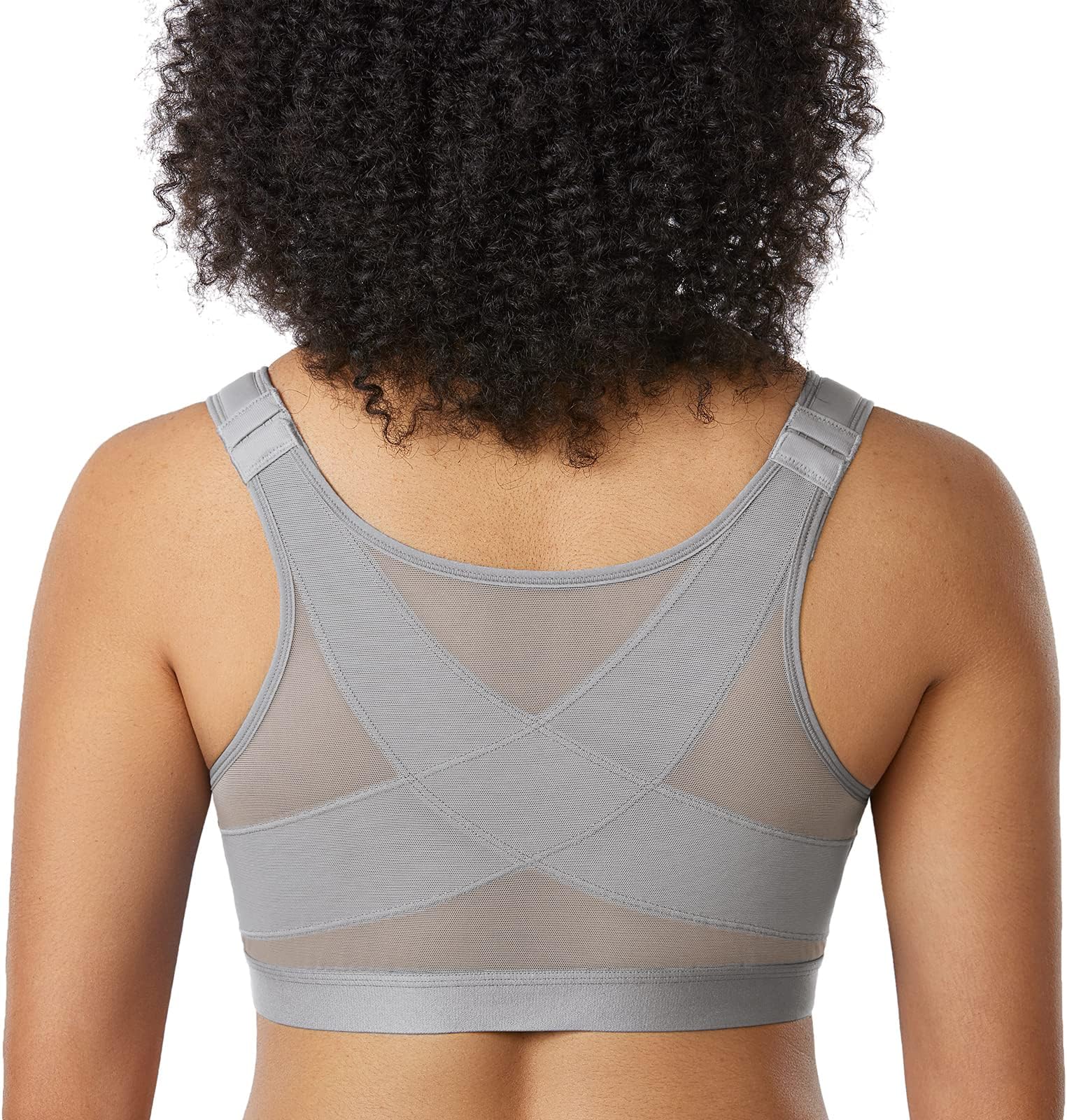 DELIMIRA Women's Full Coverage Front Closure Wire Free Back Support Posture Bra