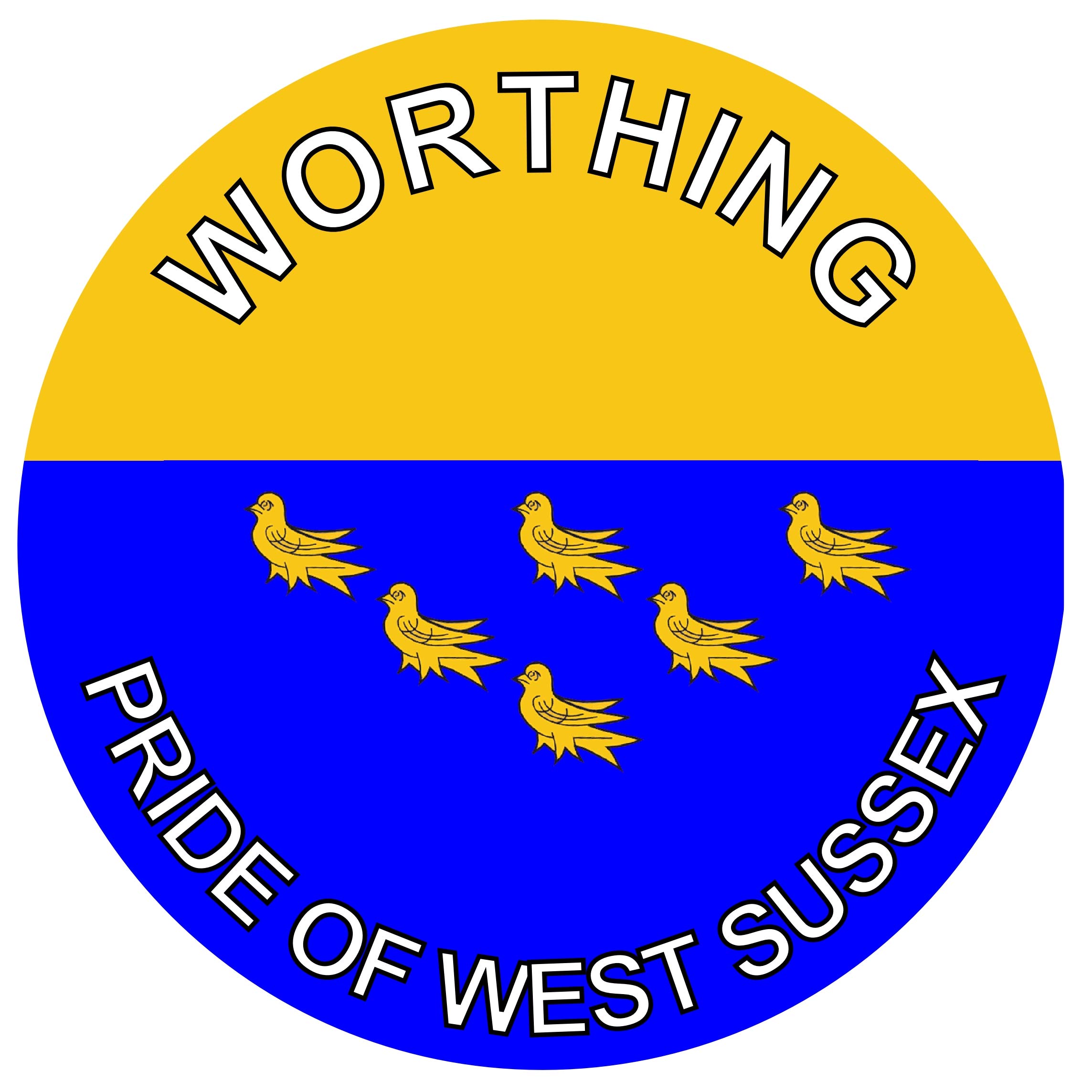 Worthing - Pride of West Sussex - (Two Pack) 80mm Diameter Car Bumper Window Decal Sticker