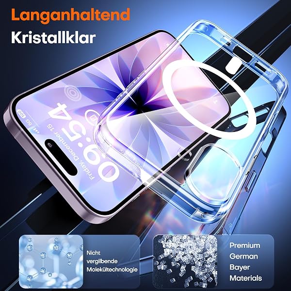 TAURI Magnetic for iPhone 17 Case with HD Screen Protector [Compatible with MagSafe] Military-Grade Protection, Not-Yellowing Shockproof Phone Cover for iphone 17 6.3" - Clear - 5