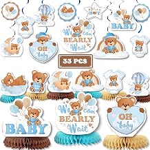 33 ADET Ay  Masalar i in Orta Par alar Ay  Petek Merkez Bebek Du  S slemeleri | Mavi Ay  Bebek Du  Partisi As l  Swirls S slemeleri | Boy i in Bearly Bekleyebiliriz Bebek Du  S slemeleri
