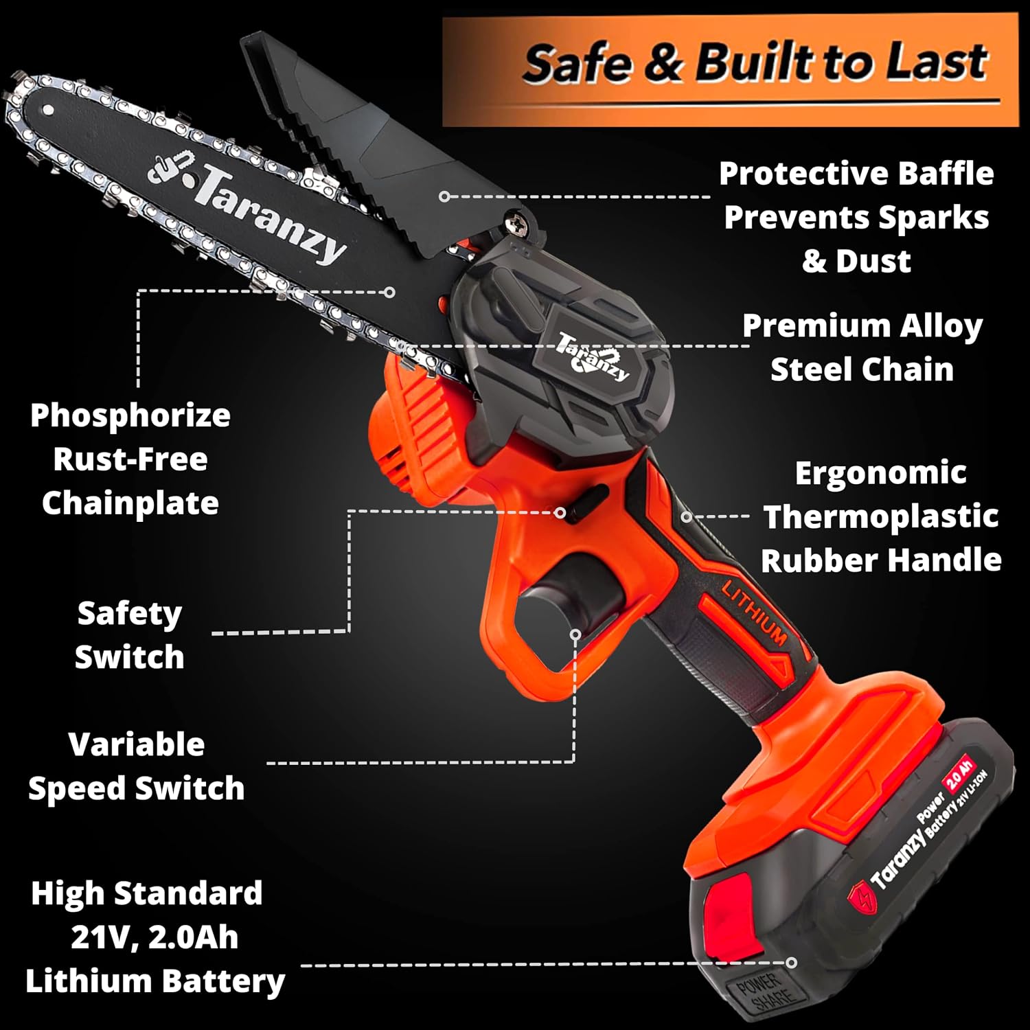 Mini Chainsaw 6 Inch Cordless, Super Powerful Taranzy Mini Chain Saw, Mini Chainsaw Cordless Chainsaw, Electric Chainsaw Cordless Battery Chainsaw, Handheld Electric Saw, Wood Cutting Tree Trimming