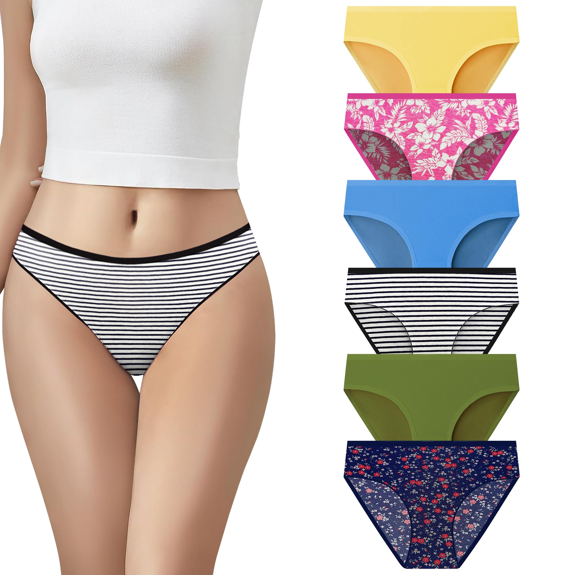 Cotton Plus Size Underwear Regular Full Coverage Innerwear Bikini Panty Set for Women and Teen Girls Hipster Brief for Daily Use Combo Pack (Assorted Prints and Colors) Multicolour