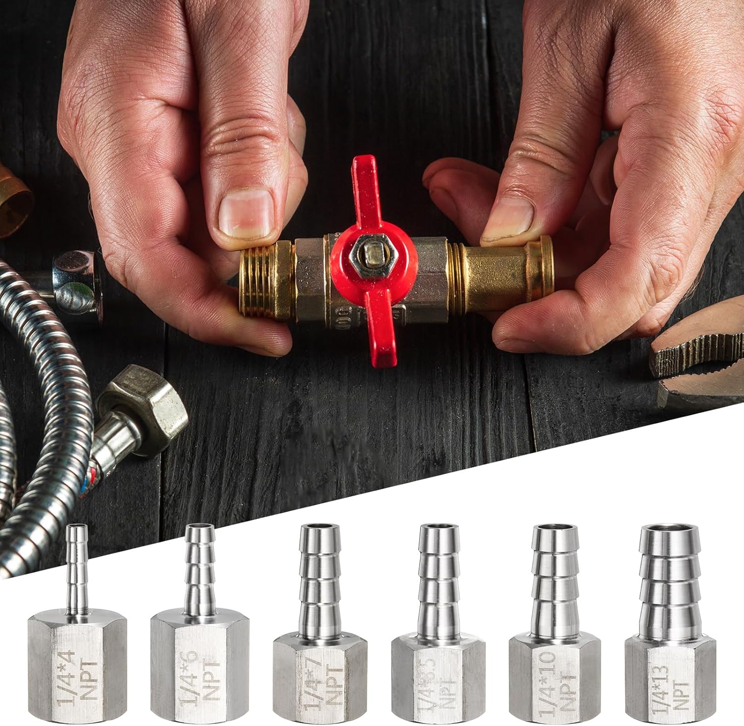 HARFINGTON 5pcs Stainless Steel Barbed Fitting 1" NPT Female to 3/4" Hose ID for Home Brew Pipe Fitting Direct Thread Connector Durable Construction