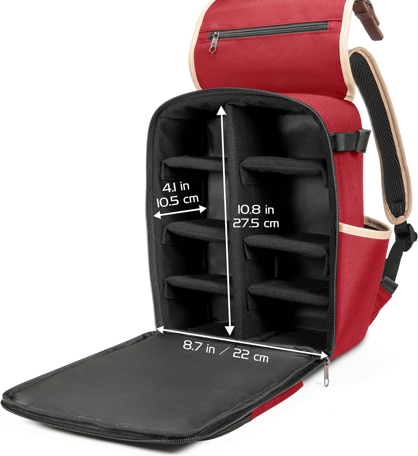 ENHANCE Designer Edition Compact MTG Backpack with Customizable Interior Fits Magic the Gathering, Lorcana & more - Accessory Pocket for Dice Bags, Booster Packs, Tag Trackers, Playmat Pocket (Red)
