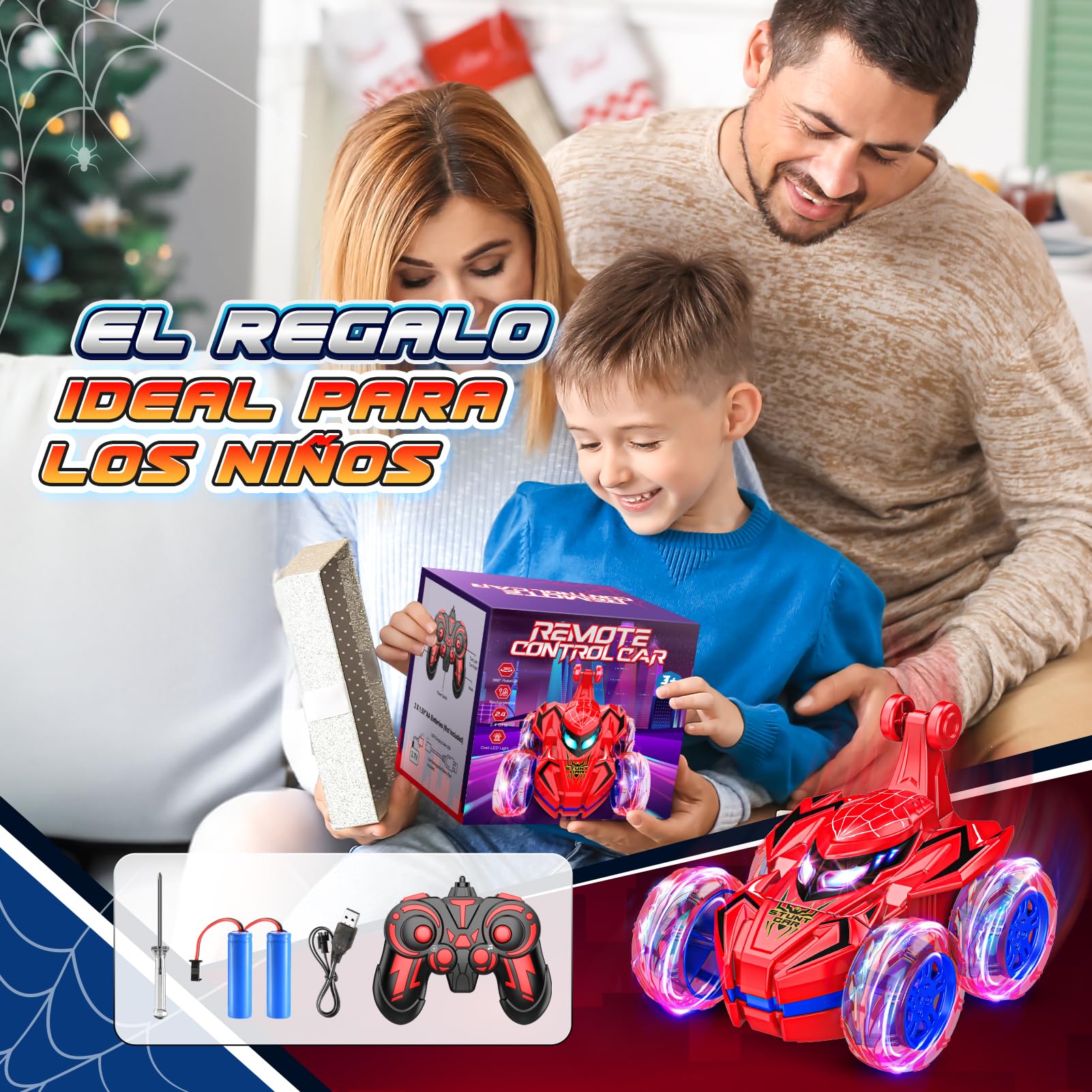 Braxel Coche Teledirigido Niños 3 4 5 6 años, Spider Juguetes Niños 3 4 5 6 7 8 9 Años Regalo Navidad Niño Regalo Niño Niña 3-10 Años Coches para Niños Coche Radiocontrol RC Car