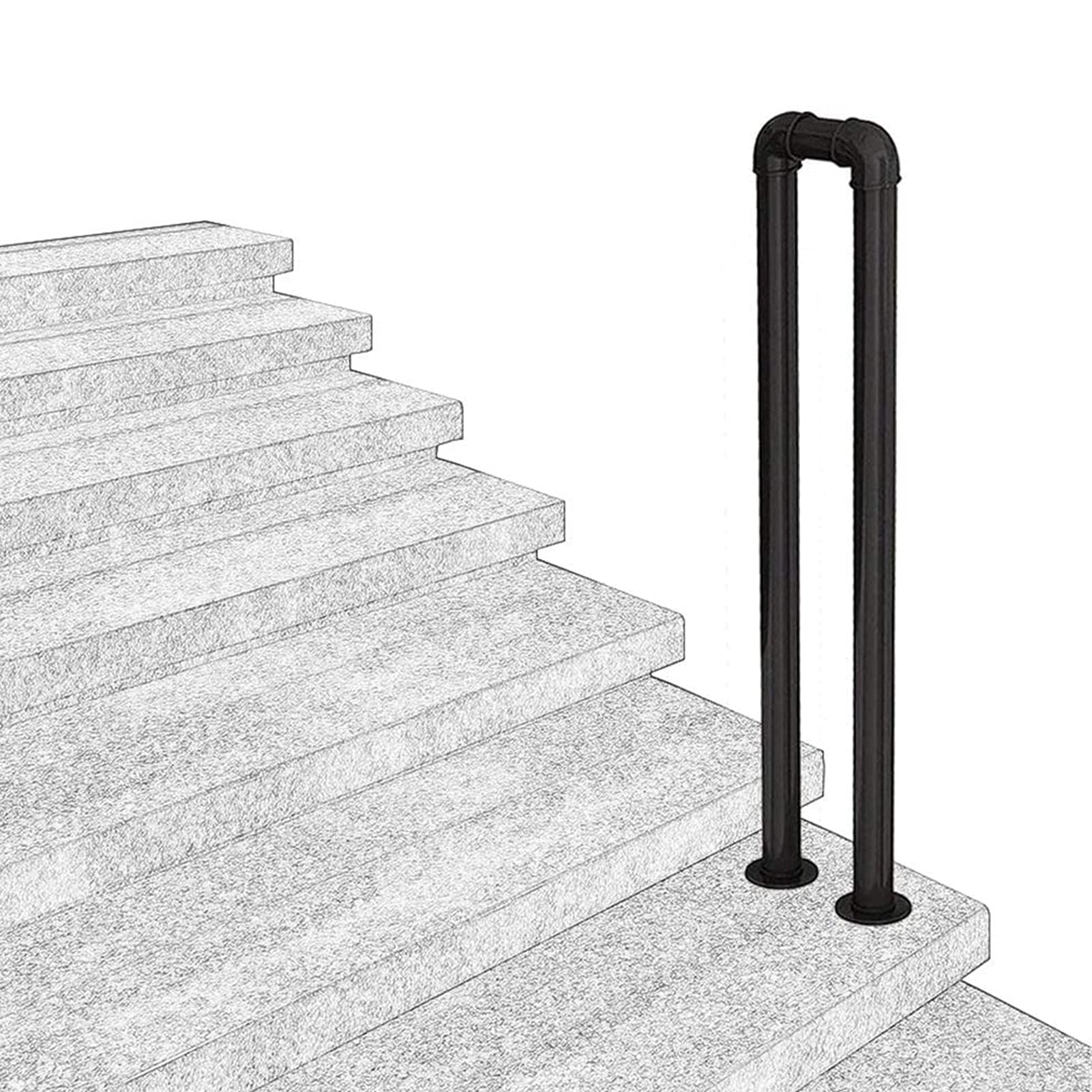 Rampes d'escalier Noires en U pour sécuriser l'accès au jardin et au porche