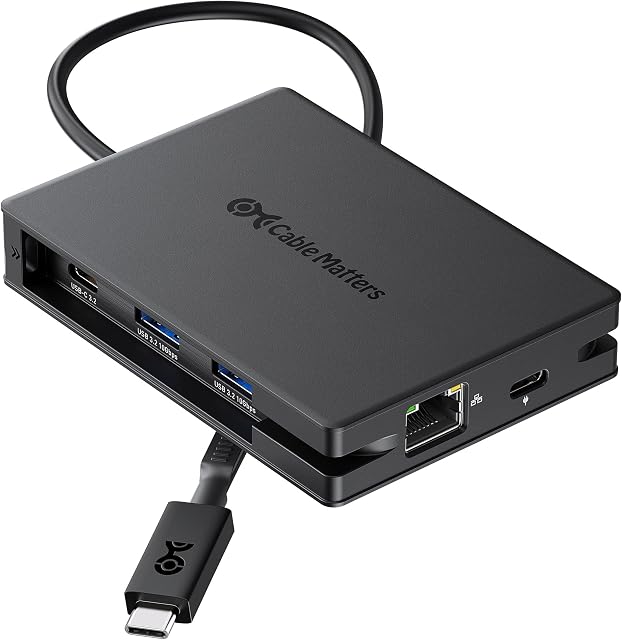 Cable Matters 8-in-1 USB C Adaptateur multiport Hub avec double HDMI, 140W PD Chargement, Gigabit Ethernet, 10Gbps Transfert de données 3X USB-C & USB-A 3.2 Gen 2 les ports, et 1x USB 2.0 Port pour clavier / souris