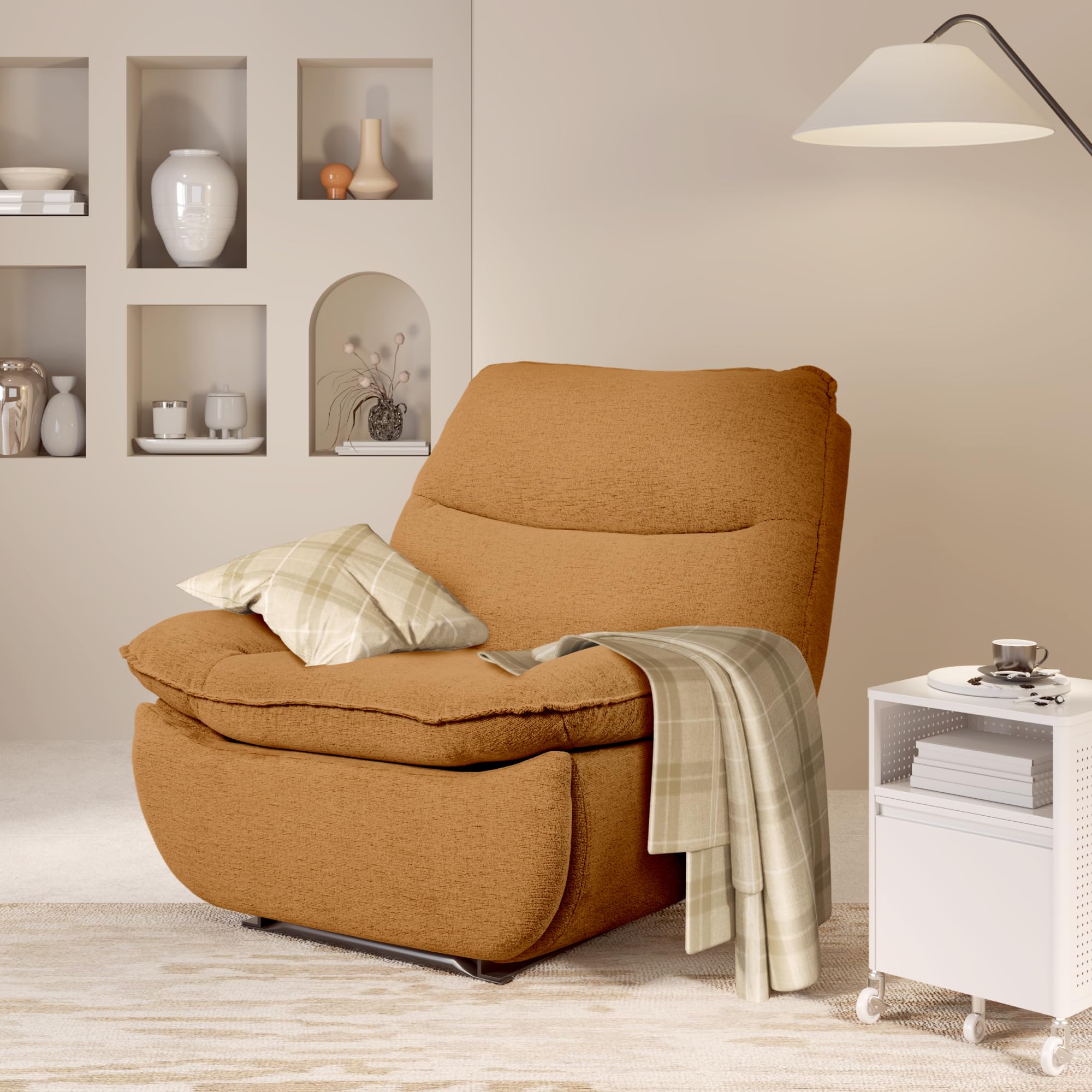 Softa Sillón Reclinable, Pushback, Silla Reclinable con Espacio de Almacenamiento Oculto, Sofá Cama con Respaldo Ajustable, Asiento y Respaldo Acolchados, para Salón, Marrón