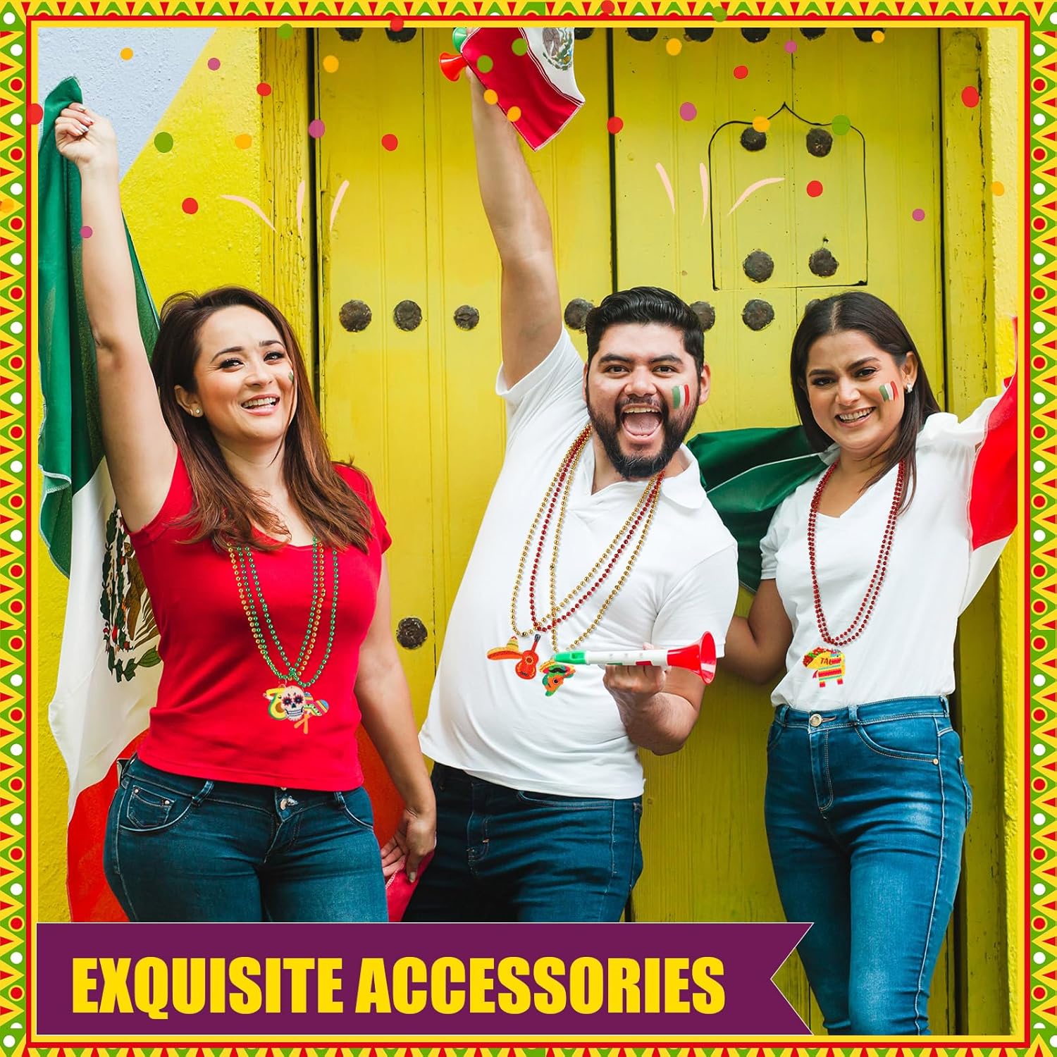 24 Pcs Graduation Bead Necklaces Bulk, Black Gold Congrats Grad Felt Charm Necklaces for Class of 2026, Senior Night Gifts, Photo Booth Props for Ceremony Party, Cinco De Mayo