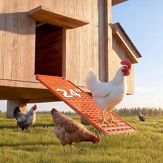 Lilyang Heavy Duty Chicken Coop Ladder Ramp, Weather-Resistant Non-Slip Design, Detachable for Easy Cleaning, for Coop Door, Nest Box, Duck Pool - Replace Wooden Ramps (24.0″L*10.2″W)