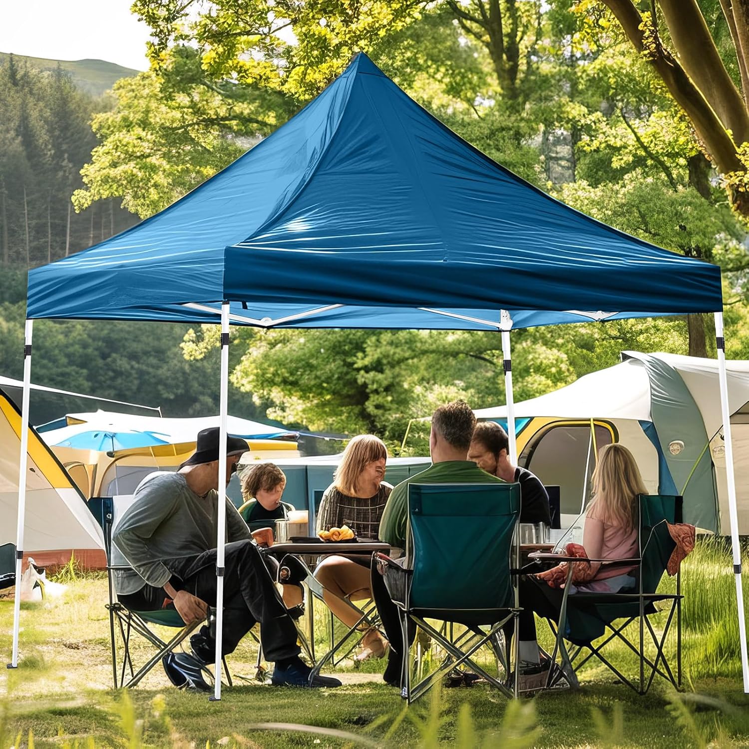 10 x 10 ft Canopy Tent Frame and Roller Bag Adjustable Iron Frame with 3 Height Levels, Pinch-Free Buttons, Square Legs Collapsible Canopy Shelves for Outdoors, Shelves Only