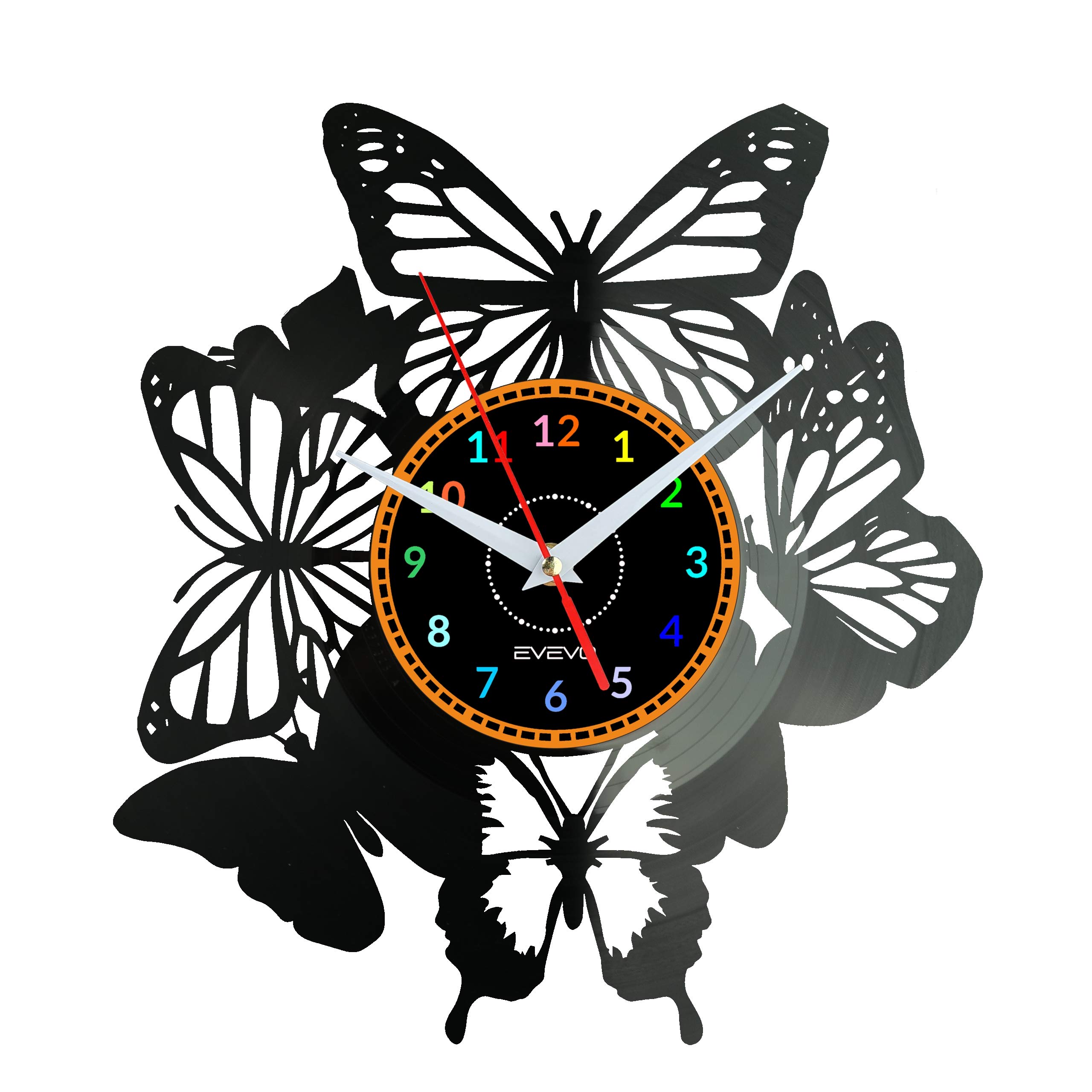 Horloge murale papillons en vinyle pour sublimer votre salon rétro