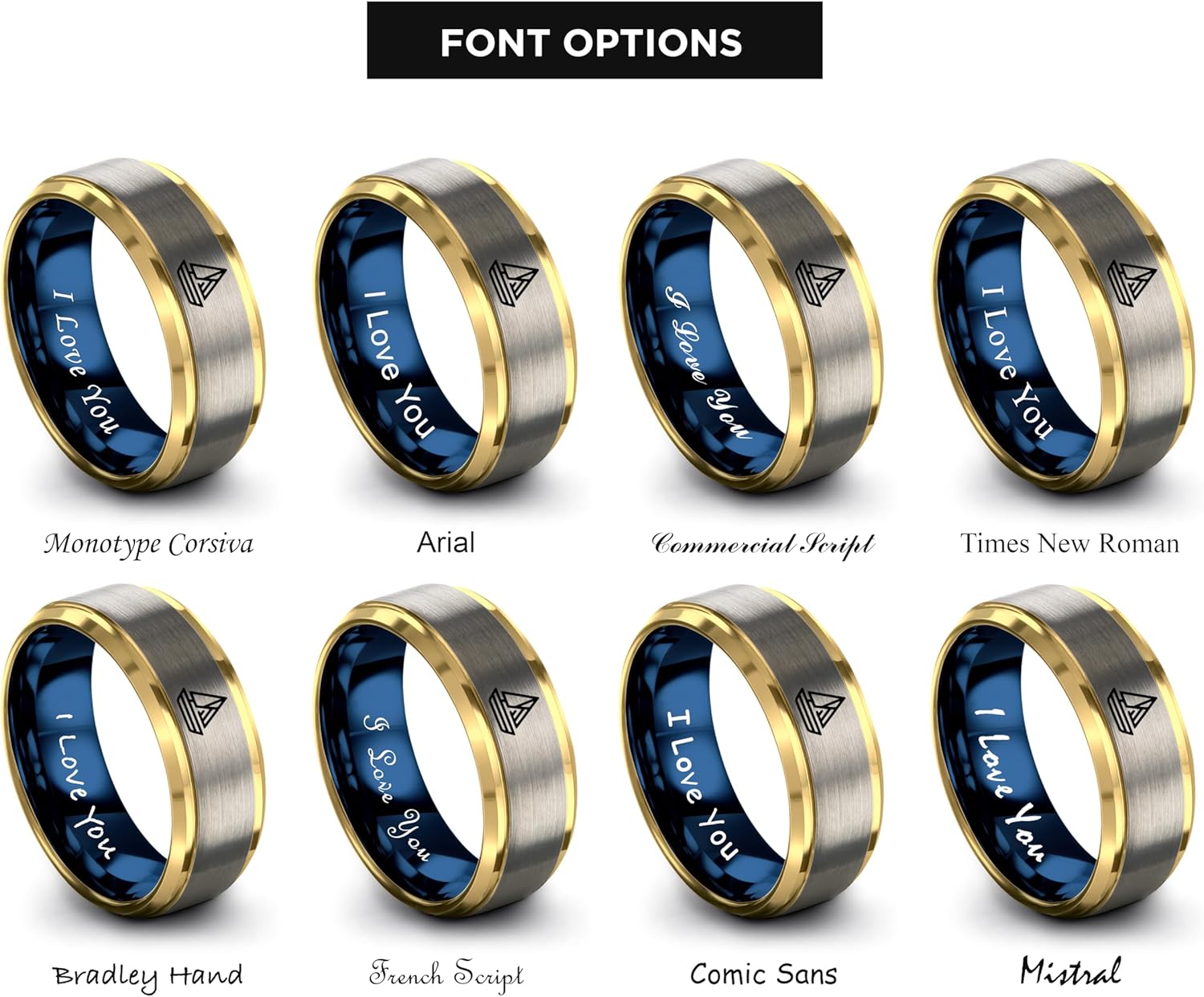 Gift for Sailing Fan - Sailboat Ring - Tungsten - Band - Anniversary Wedding - Personalized Custom Engraving - Yellow Gold Black Silver Blue - Men Women - 8mm - Brushed Polished - Flat Dome Bevel