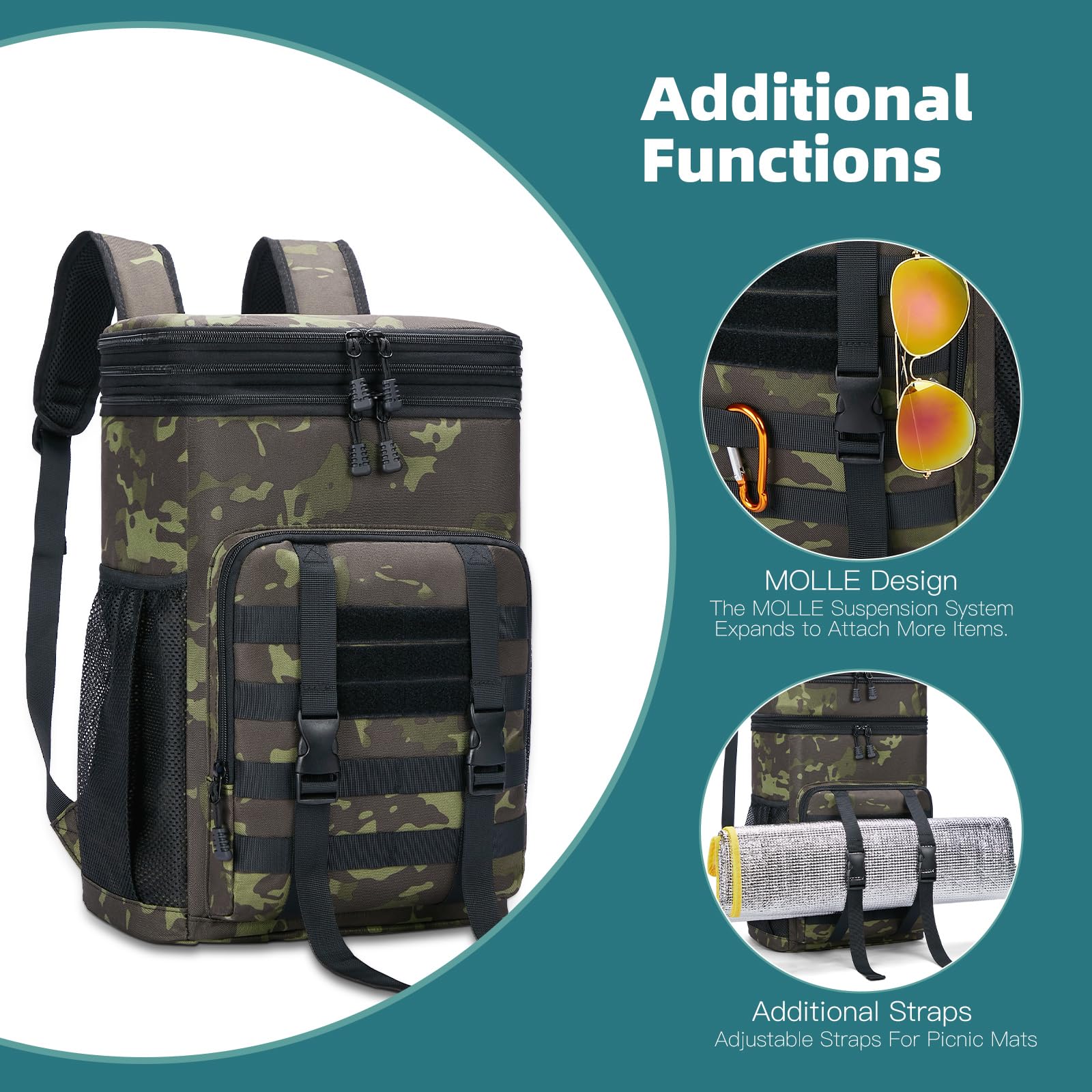 Zaino Termico HSHRISH 30L Espandibile - Borsa Frigo Per Picnic, Spiaggia E Campeggio Con Doppio Isolamento - Foto 7