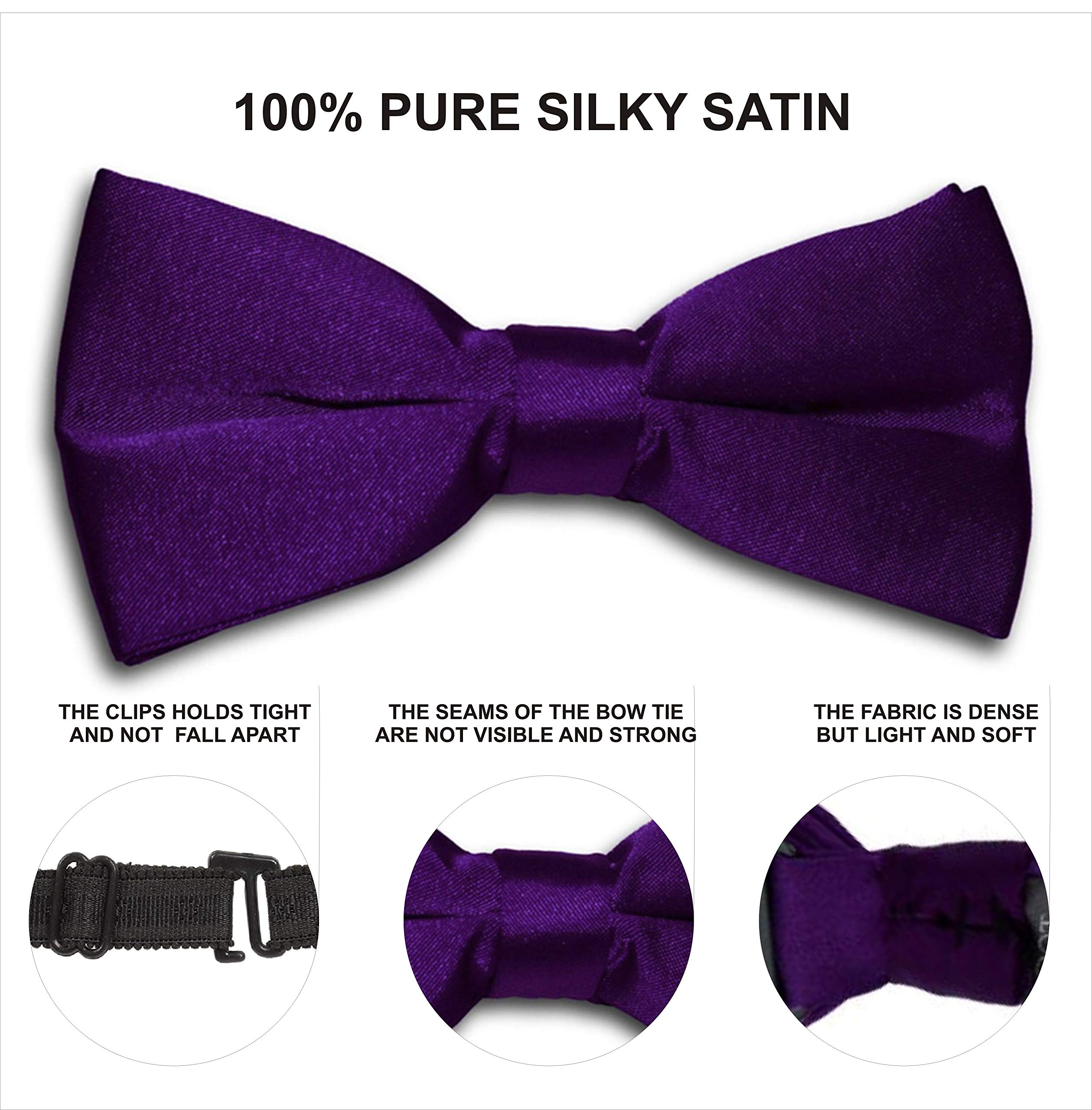 happykids Classic Pre-Tied Bow Tie Formal Solid Tuxedo for Infants/Toddlers/Kids (Purple plain, Small) - Image 3 thumbnail