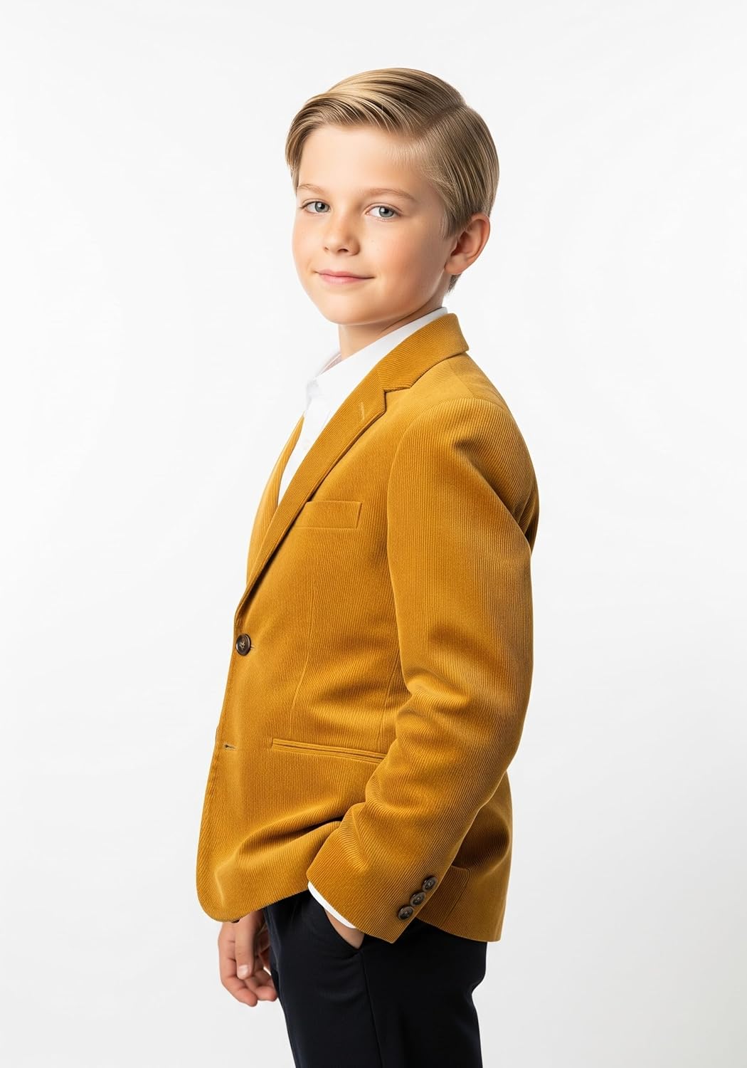 Boys Corduroy Blazer Formal Slim Fit Two Button Jacket for Kids Notch Lapel Casual Sport Coat Tuxedo Christmas Suit Jakcet