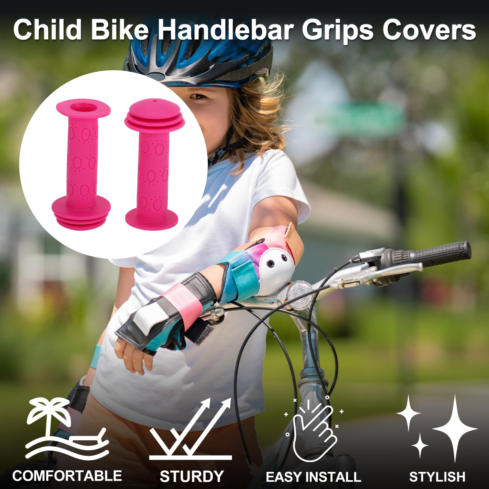 TUCKBOLD Child Bike Handlebar Grips Covers 105mm Long Soft | Children Bicycle End Grips Protector Pink 1 Pair - Image 2