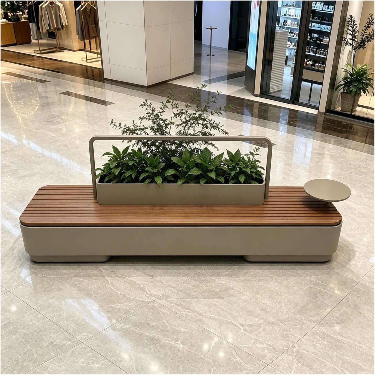 Garden Bench with Planters Outdoor Seat Flower Box Combination