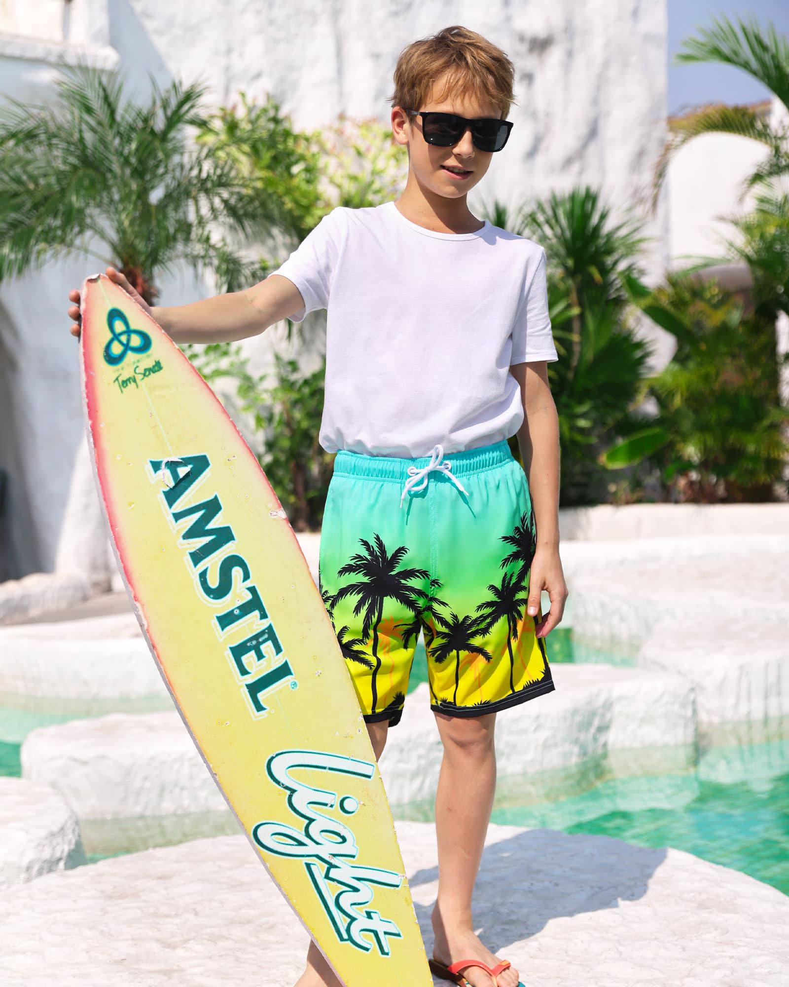 Traje de baño para niños con forro de compresión, pantalones cortos de natación de secado rápido para niños, traje de baño de playa