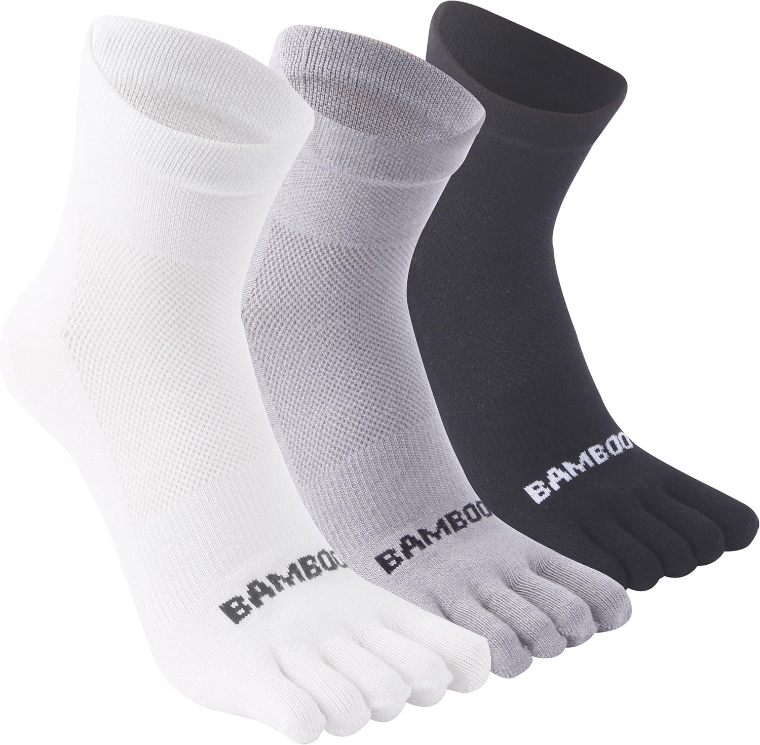 Sunew 3 Pairs Toe Socks for Men Women,Viscose Bamboo Breathable Athletic Running Five Finger Ankle/Quarter Socks