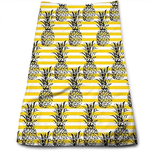 Toalla de playa estampada con frutas diseño moderno de piña toalla de cocina de secado rápido suave absorbente y ligero amarillo blanco y negro 15 x