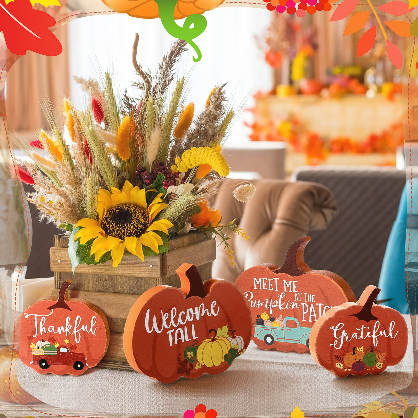 Fall Tiered Tray Decor - Pumpkin Thanksgiving Signs -8 Fall Tiered Tray Decor - Pumpkin Thanksgiving Signs -8