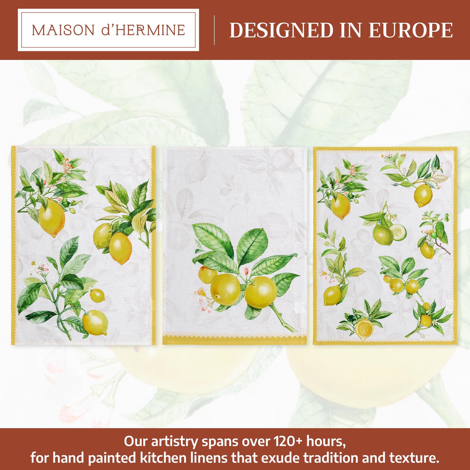Maison d' Hermine Paño de Cocina 100% algodón, 50 cm x 70 cm, paños de Cocina de Pascua para Limpieza, Comedor, Fiestas de bufé y Uso en Bodas, Limoncello - Primavera/Verano (Juego de 3)