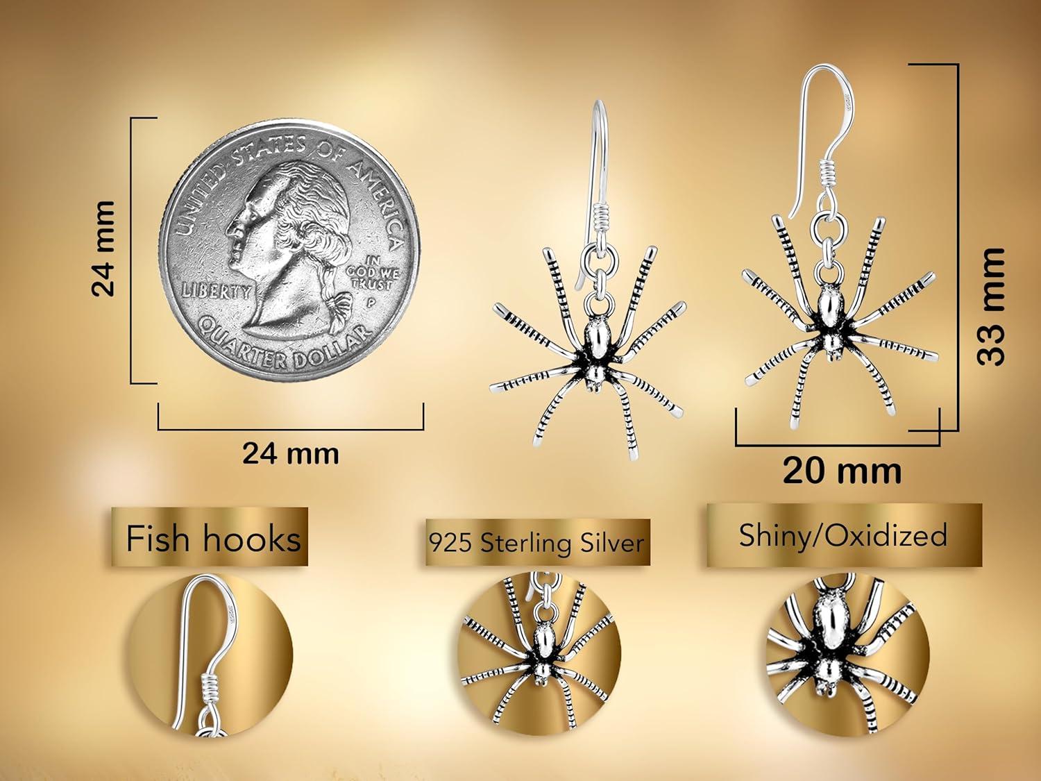 AeraVida .925 Sterling Silver Edgy Spider Cobweb Spooky Earrings | Gothic Inspired Stud and Dangle Designs | Creepy Sterling Silver Earrings for Women | Halloween Fantasy Jewelry Gift for Goth Fashion Lovers