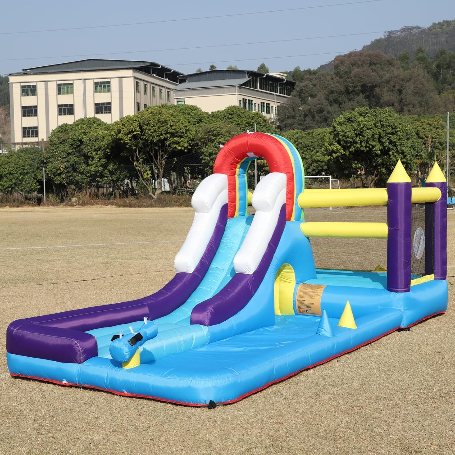Inflatable Bounce House Water Slide,16FT(L) Inflatable Bounce Castle with Blower for Kids,Blow Up Jumping Bouncer with Slide,Climbing Wall,Obstacles,Trampoline,Ball Pit Pool,Great for Backyard Party