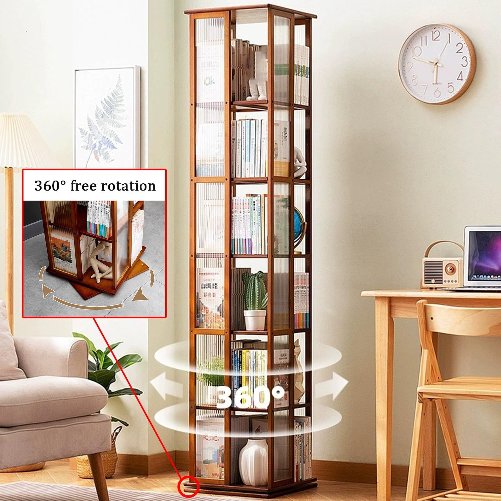 Tampere Boekenkast 120 Met 3 Deuren En 6 Open Vakken, Dark Chocolate Oak Collection