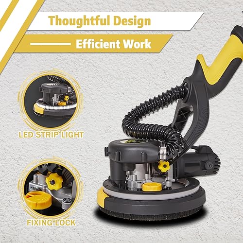 Miniatura 5 de CUBEWAY Lijadora de paneles de yeso con accesorio al vacío, accesorio innovador para lijadora de techo, lijadora eléctrica de paneles de yeso con