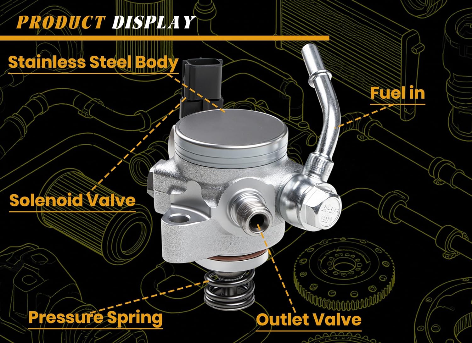 PE19-20-3F0 High Pressure Fuel Pump Compatible with Mazda 3 6 CX-5 2.0L 2.5L L4 Gas 2012-2018, Replaces #GDP510, PE01-20-3F0B, PE01-20-3F0C, PE01-20-3F0D, PE01-20-3F0E