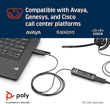 Poly - EncorePro 530 Quick Disconnect (QD) Headset (Plantronics) - Works with Poly Call Center Digital Adapters (Sold Separately) - Acoustic Hearing Protection - Over-the-Ear Wearing Style,Black