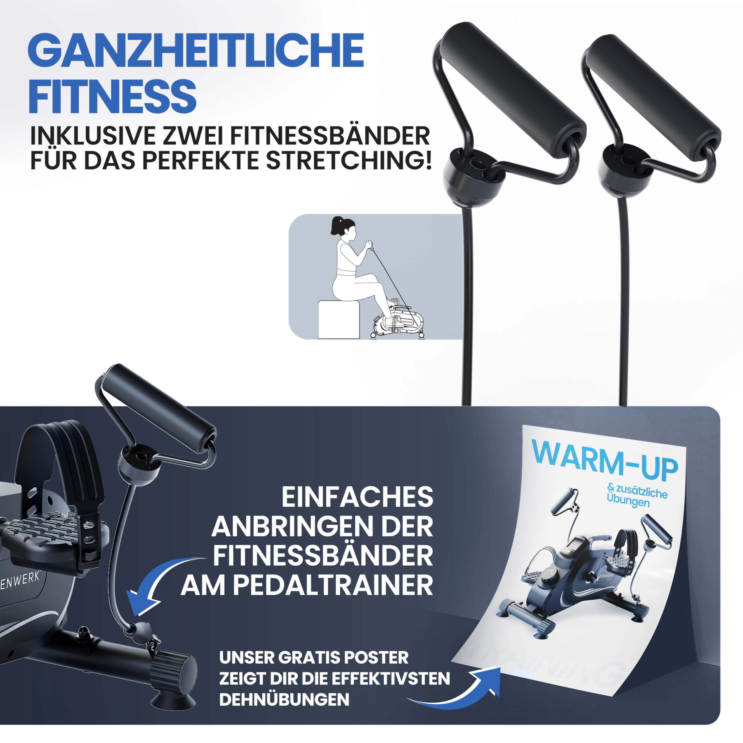 HELDENWERK Set di pedali Pro – Certificazione TÜV/GS | vincitore del confronto | extra silenzioso e delicato sulle articolazioni con nastro di fissaggio – Attrezzatura per braccia e gambe per la casa
