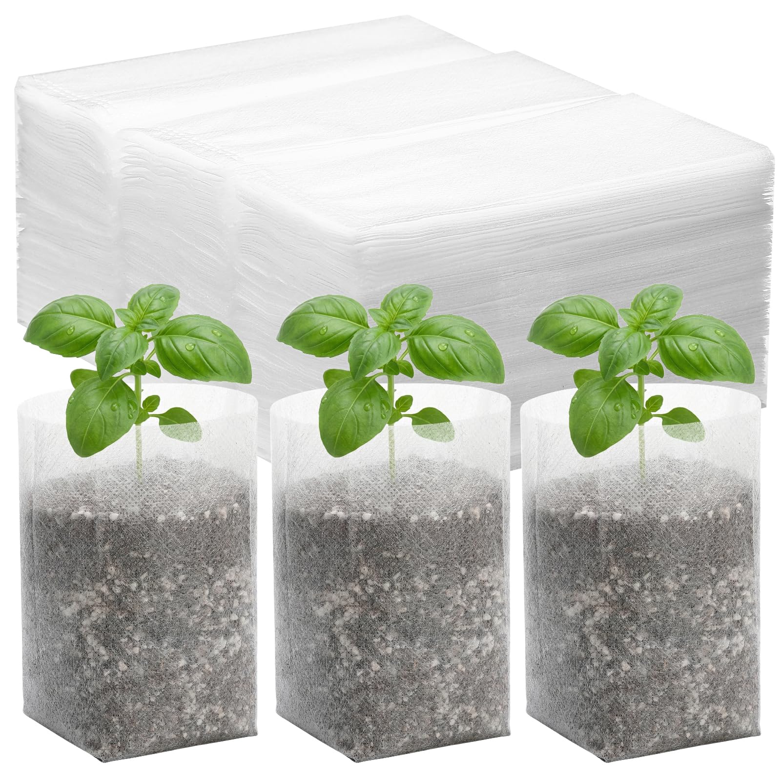 Photo 1 of ENPOINT Fabric Plant Grow Bags - 200pcs Seed Starter Planting Bags Seedling Pots 5.5x6.3 inches, Nursery Pots for Plants