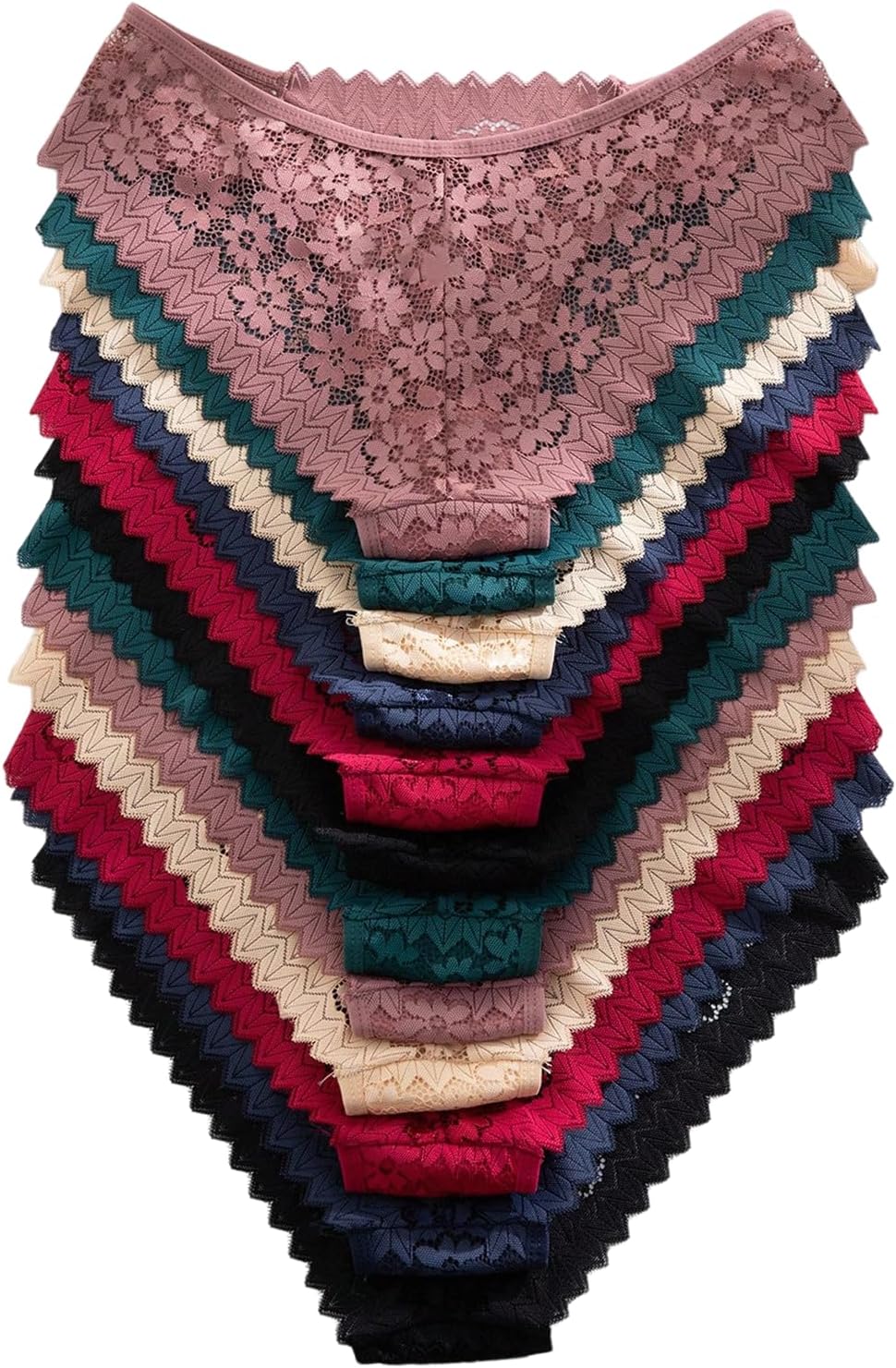 OYOANGLE Women's 12 Pack Lace Panties Set Sexy Low Rise Brief Cheeky Lingerie Underwear