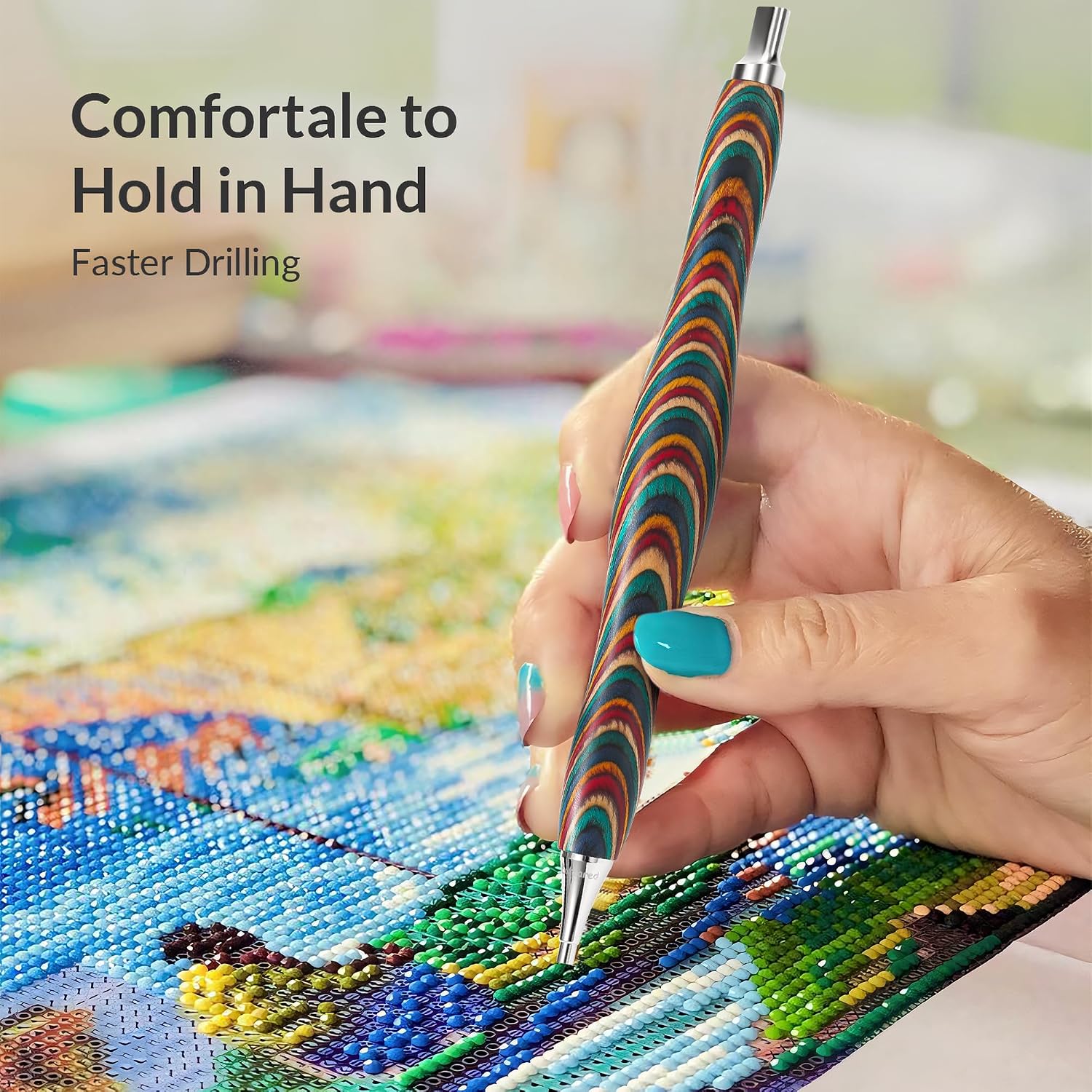 CATEARED Bedazzling Pen With Metal Tips, Diamond Painting Tools Accessories Ergonomic Design, Premium 5D Diamond Art Pen Accessories With Multiplacer image 3