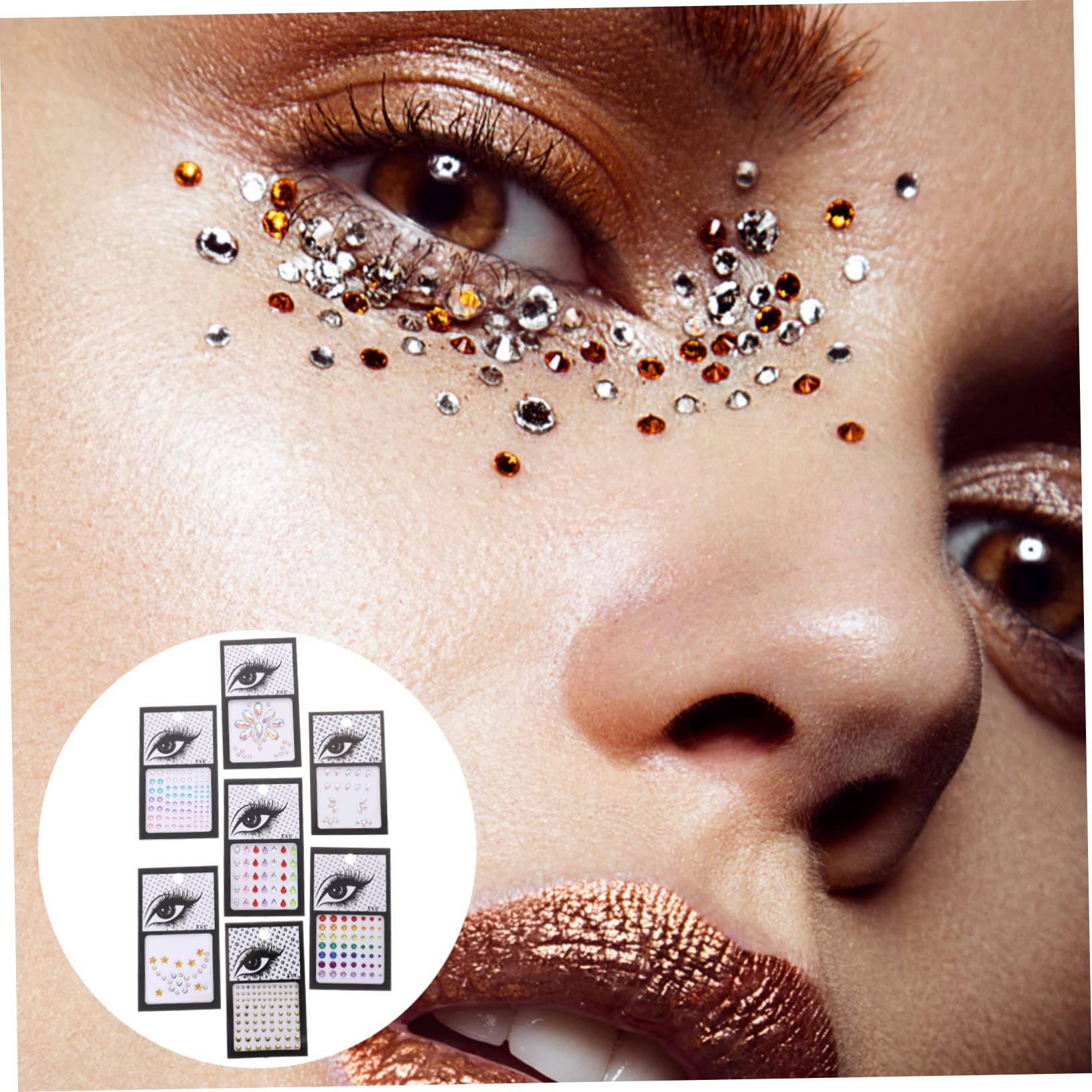 Healeved 28juegos Pegatinas De Gemas Faciales Autoadhesivas Para Maquillaje De Joyas De Festival Para Halloween y Cosplay Brillantes y Coloridas Para Fiestas y Eventos Especiales