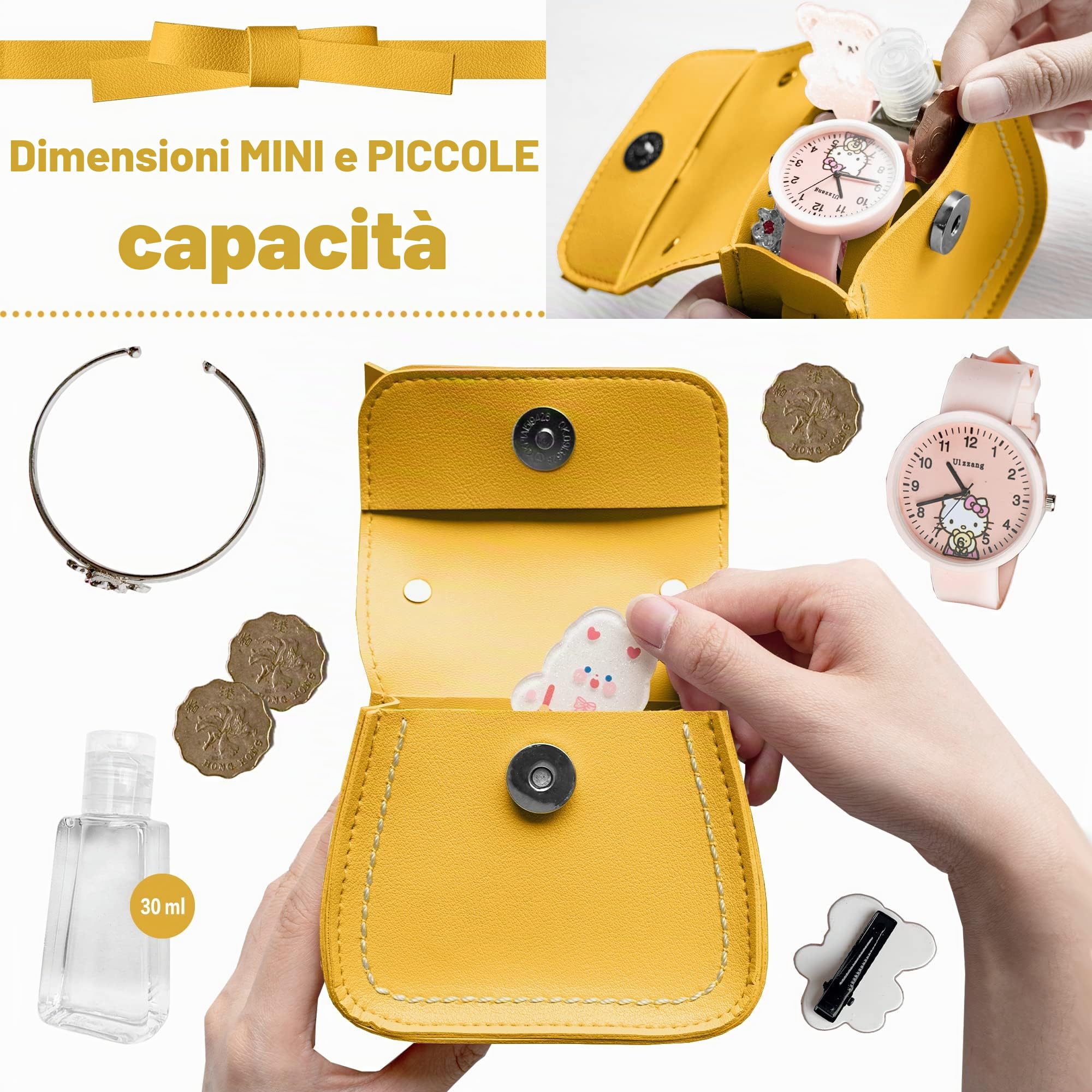 Borsa a Tracolla per Bambina Con Mini Borsa a Forma di Fiore - Portafoglio per Bambini Età 2-5 Anni, Altezza 80-110cm / 31,5"-43,3"