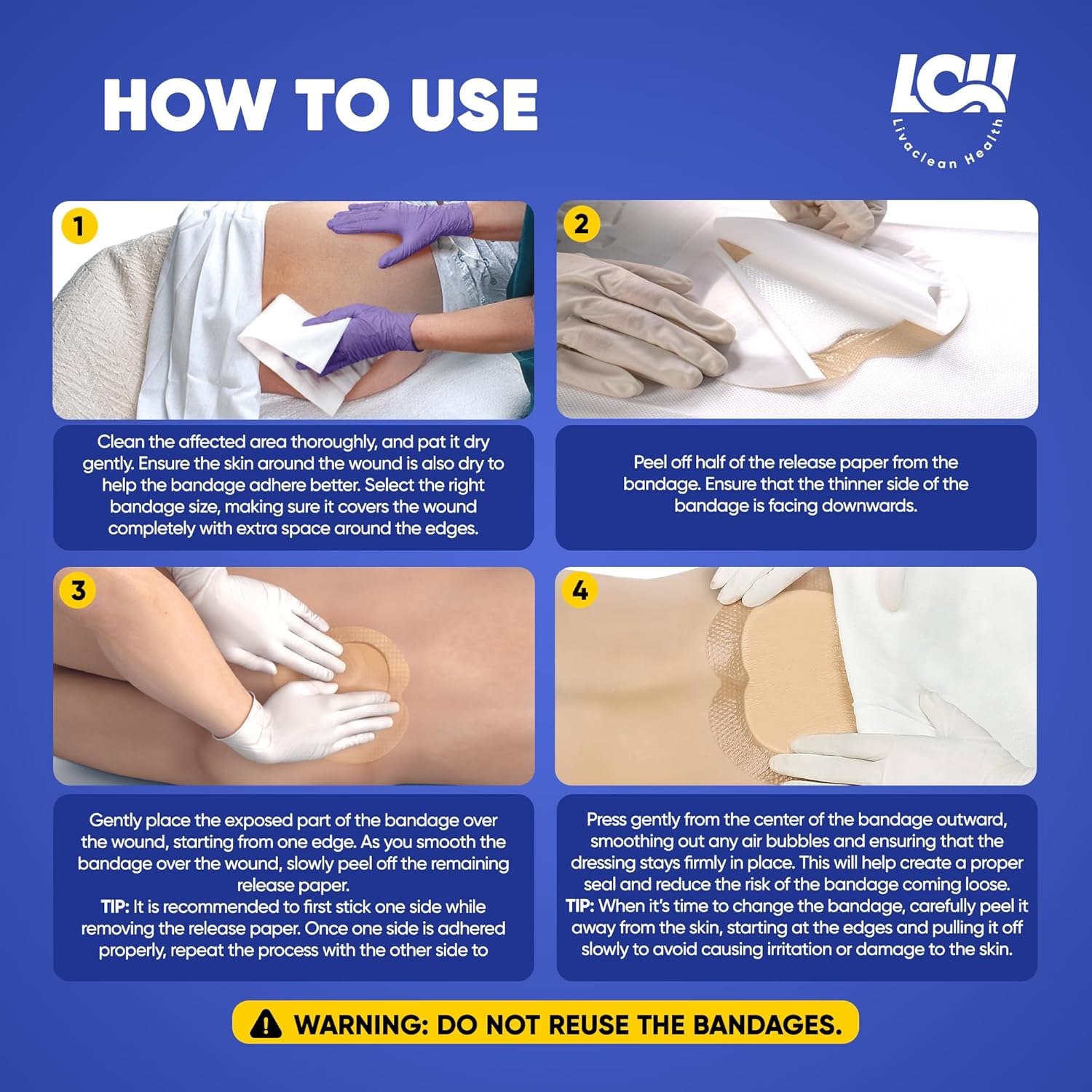 5 CT Mixed Bed Sore Bandages - 7"x7" & 9"x9" Waterproof Sacral Foam Dressing for Pressure Sores - Sterile Silicone Bandages for Wounds - Bed Sore Protectors - Image 3