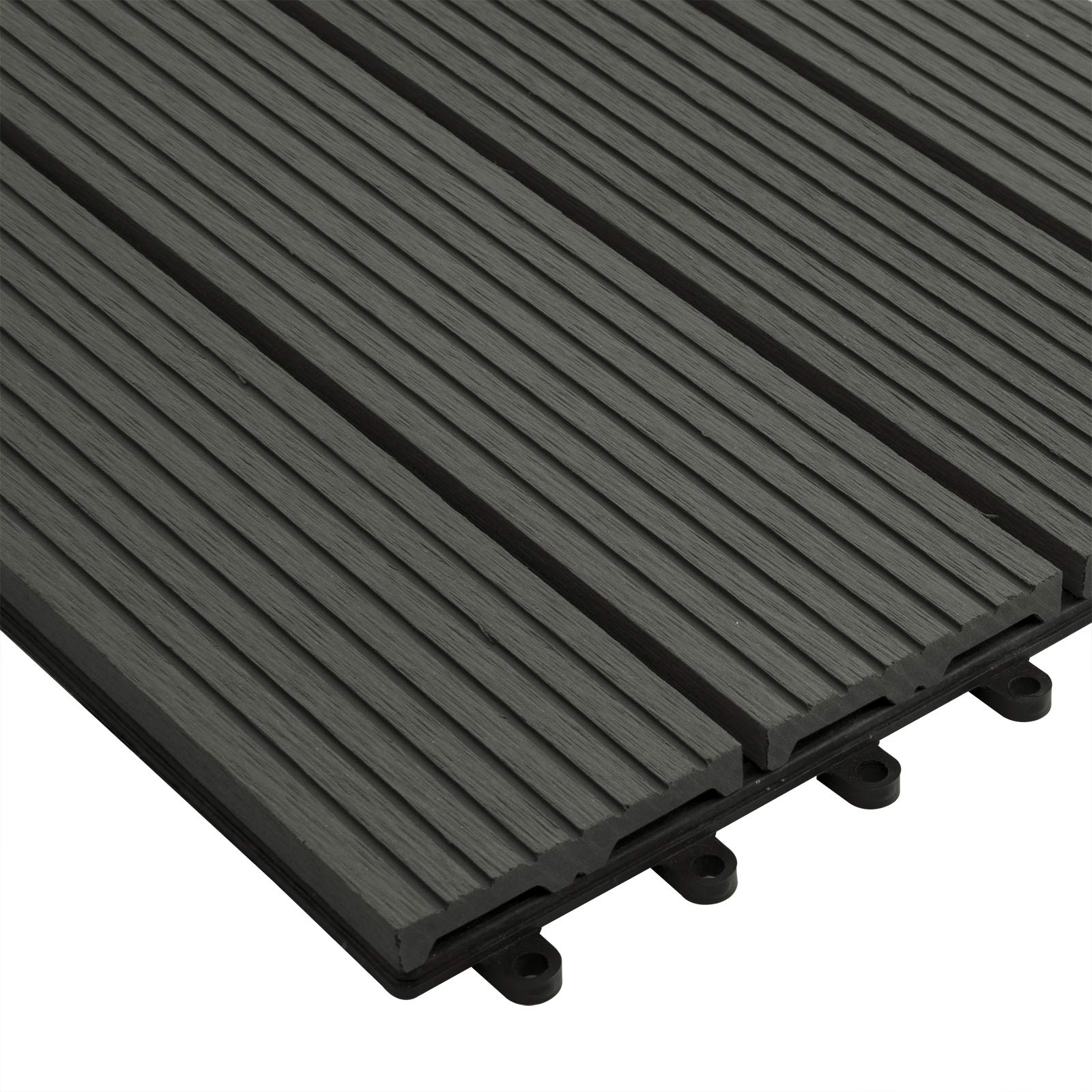 EUGAD 12 Pezzi Piastrella per Pavimento da Giardino Terrazza Pavimento ad Incastro per Casa Fai da Te Pavimentazione in WPC 30x60 cm Grigio