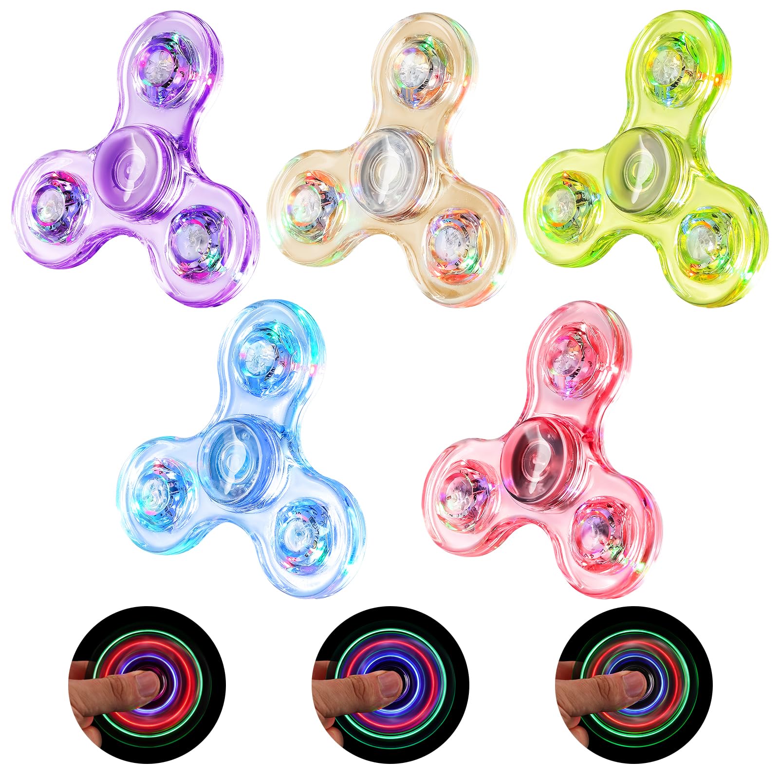 Adviejjoy - 2 Fidget Toys LED Anti-stress - Cristal Bleu Et Violet - Jouet Sensoriel Pour Enfants Et Adultes