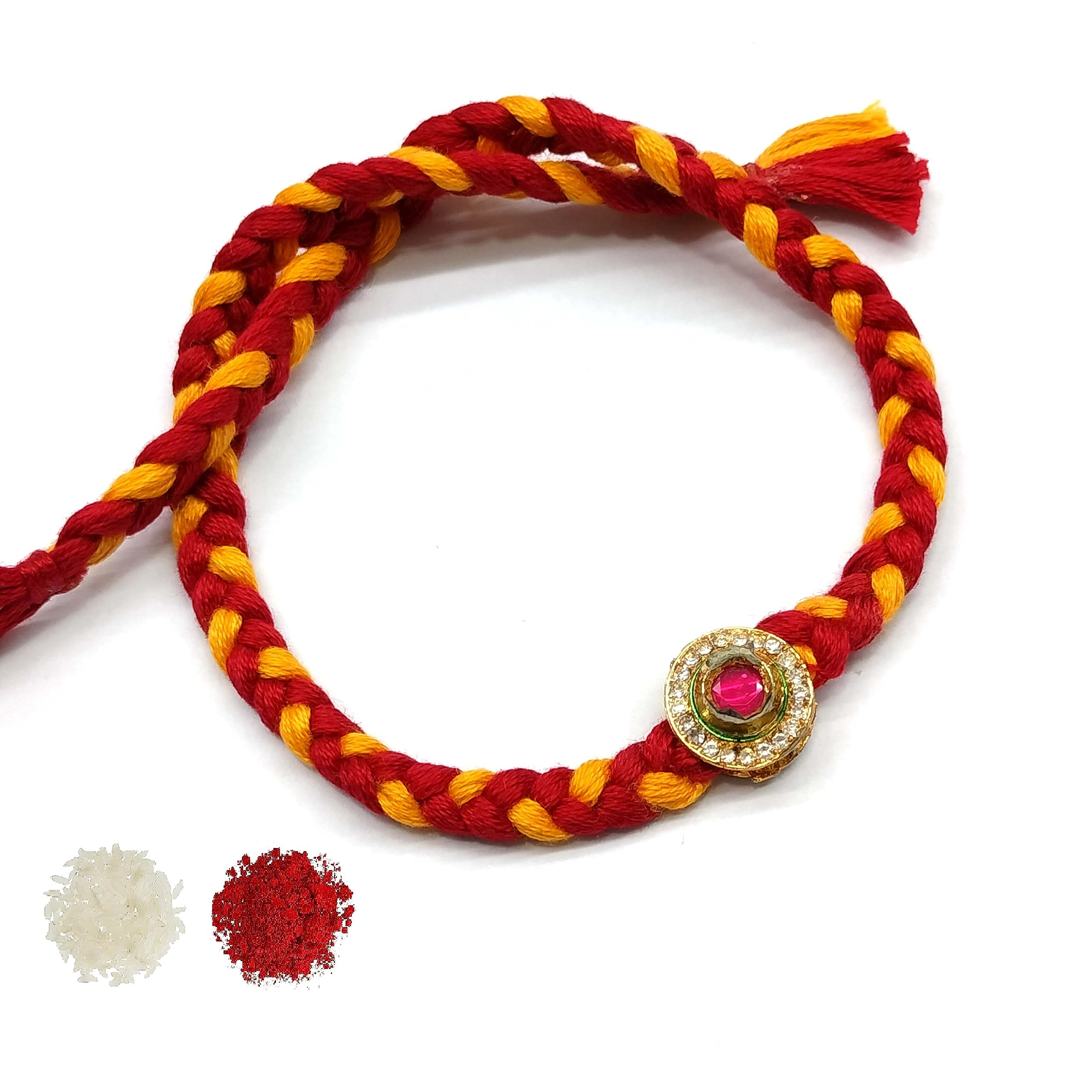 Jaipri Ad Kundan Stone Moli Rakhi for Brother/Bro/Brother/Bhaiya/Bhai/Set of 1 Pc Rakhi with Roli Chawal and Raksha Bandhan Greeting Card For Men (R-KTC-1356) (B0CDS8Y9SG) Amazon Price History, Amazon Price Tracker