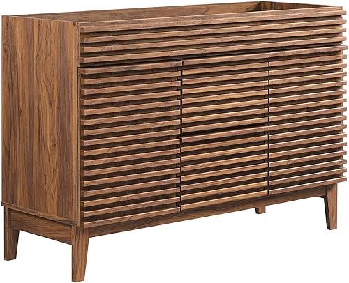 Vista 18 de Modway Render - Mueble de baño de estilo moderno de mediados de siglo con lavabo, color blanco y negro