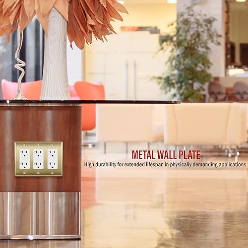 Miniatura 7 de ENERLITES Placa decorativa de pared metálica para interruptor o salida, acero inoxidable 201, resistente a la corrosión, tamaño de 3 segmentos, 4.50