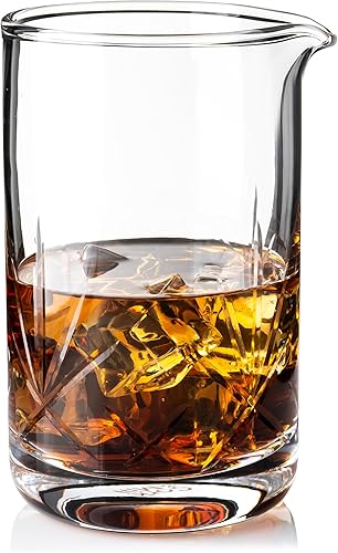 Cork & Mill Vaso mezclador de cóctel Mezclador de cóctel grande de cristal de 24 onzas para antiguos, manhattans y otras bebidas de whisky agitadas