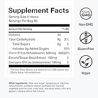 Vista 2 de HumanN SuperGrapes - Suplemento masticable – 100 mg CoQ10 y extracto de semilla de uva – de The Makers of SuperBeets – Sabor a uva, 60